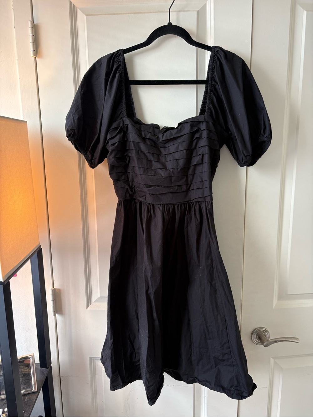 Quince Black Puff-Sleeve Mini Dress